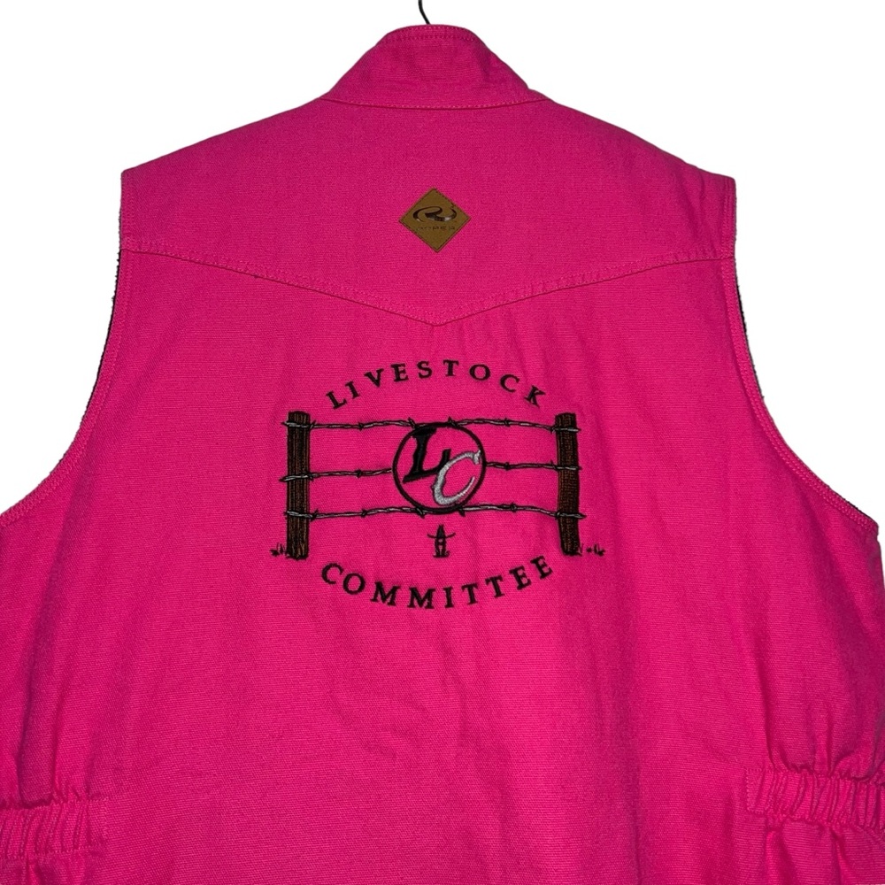 ROPER Houston Rodeo Livestock Committee Pink Canvas Quilt Fleece Vest - Picture 7 of 13
